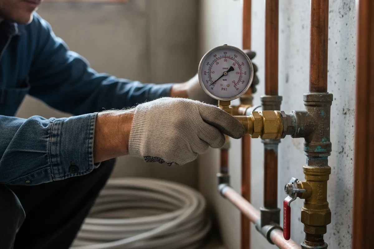 Pressure testing a repaired line during Water Line Repair in San Fernando
